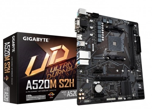 Gigabyte A520M S2H Motherboard - Supports AMD Ryzen 5000 Series AM4 CPUs, 4+3 Phases Pure Digital VRM, up to 5100MHz DDR4 (OC), PCIe 3.0 x4 M.2, GbE LAN, USB 3.2 Gen 1 image 1