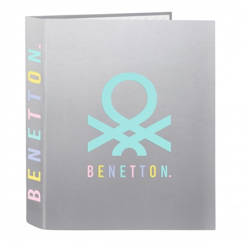 Ring binder Benetton Silver Silver A4 27 x 33 x 6 cm image 1