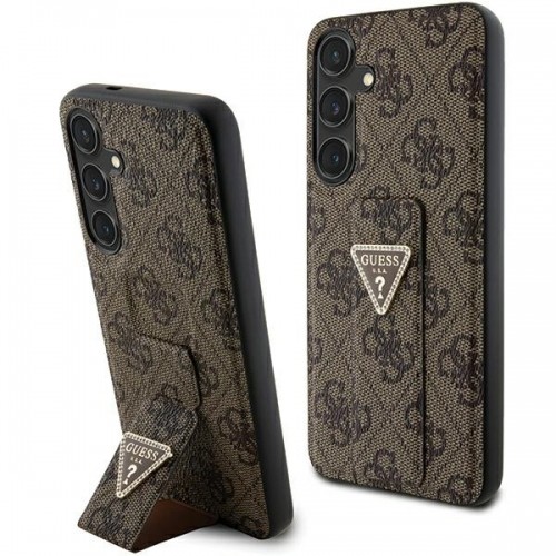 Guess GUHCS24MPGS4TDW S24+ S926 brązowy|brown hardcase Grip Stand 4G Triangle Strass image 1