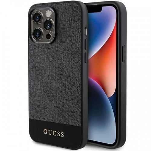 Guess GUHCP15XG4GLGR iPhone 15 Pro Max 6.7" szary|grey hardcase 4G Stripe Collection image 1