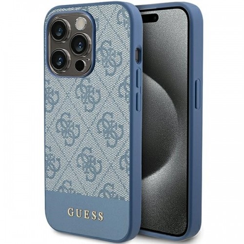 Guess GUHCP15XG4GLBL iPhone 15 Pro Max 6.7" niebieski|blue hardcase 4G Stripe Collection image 1