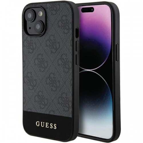 Guess GUHCP15SG4GLGR iPhone 15 | 14 | 13 6.1" szary|grey hardcase 4G Stripe Collection image 1