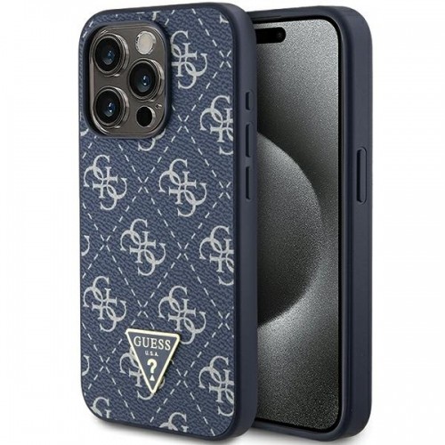 Guess GUHCP15LPG4GPB iPhone 15 Pro 6.1" niebieski|blue hardcase 4G Triangle Metal Logo image 1