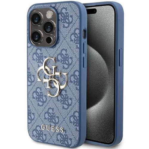 Guess GUHCP15L4GMGBL iPhone 15 Pro 6.1" niebieski|blue hardcase 4G Big Metal Logo image 1