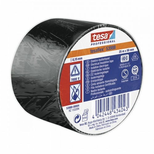 Izolācijas lente TESA Melns Balts PVC (25 m x 50 mm) image 1