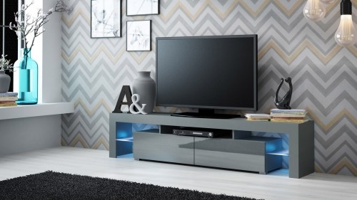 Cama Meble TV SOLO cabinet 200x45x35 grey/gloss grey image 1