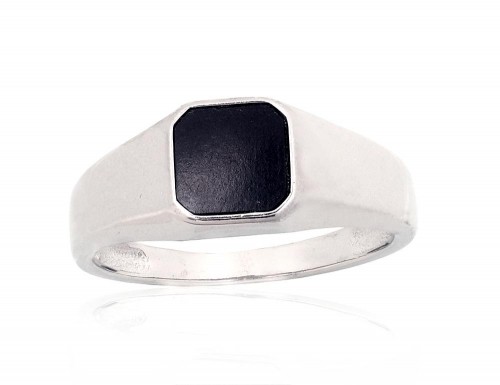 Серебряное кольцо #2101929(PRh-Gr)_ON, Серебро 925°, родий (покрытие), Оникс, Размер: 20.5, 3.9 гр. image 1