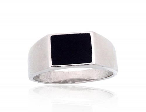 Серебряное кольцо #2101926(PRh-Gr)_ON, Серебро 925°, родий (покрытие), Оникс, Размер: 20.5, 5 гр. image 1
