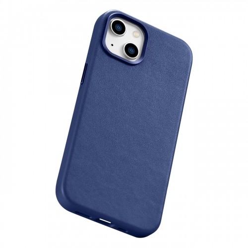 iCarer Case Leather cover for iPhone 14 Plus genuine leather case blue (compatible with MagSafe) image 1