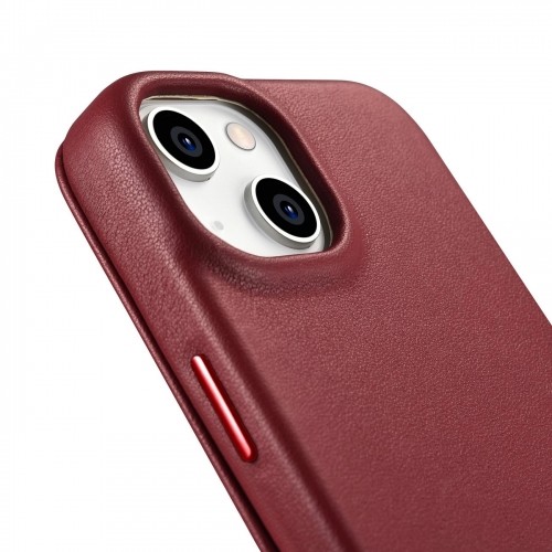 iCarer CE Premium Leather Folio Case iPhone 14 Plus Magnetic Flip Leather Folio Case MagSafe Red (WMI14220715-RD) image 1