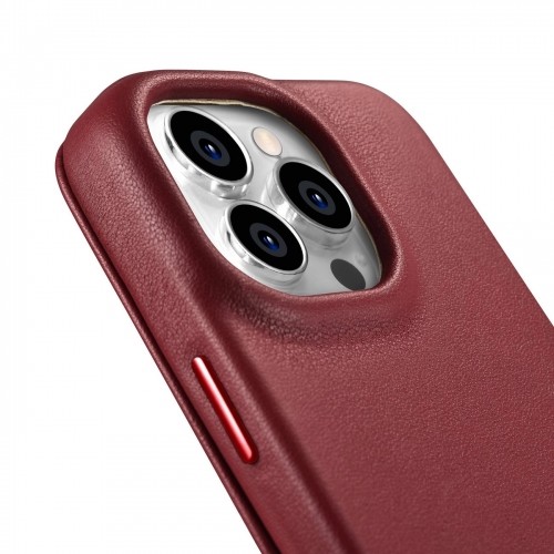 iCarer CE Premium Leather Folio Case iPhone 14 Pro Magnetic Flip Leather Folio Case MagSafe Red (WMI14220714-RD) image 1