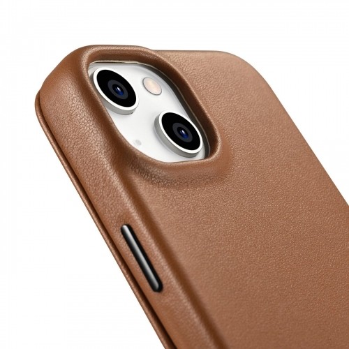 iCarer CE Premium Leather Folio Case iPhone 14 magnetic flip case MagSafe brown (WMI14220713-BN) image 1