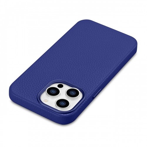 iCarer Litchi Premium Leather Case iPhone 14 Pro Magnetic Leather Case with MagSafe Dark Blue (WMI14220710-DB) image 1