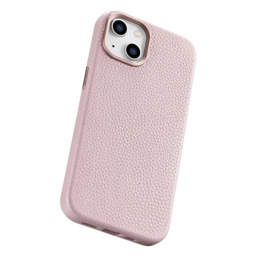 iCarer Litchi Premium Leather Case iPhone 14 Magnetic Leather Case with MagSafe Pink (WMI14220709-PK) image 1