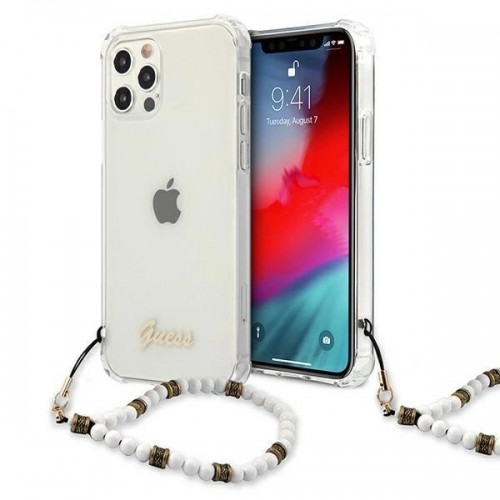 Guess GUHCP12MKPSWH iPhone 12|12 Pro 6.1&quot; Transparent Hardcase White Pearl image 1
