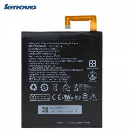 Lenovo L13D1P32 Оригинальный аккумулятор для Ideapad A8-50 A5500 Li-Ion 4290mAh (OEM) image 1