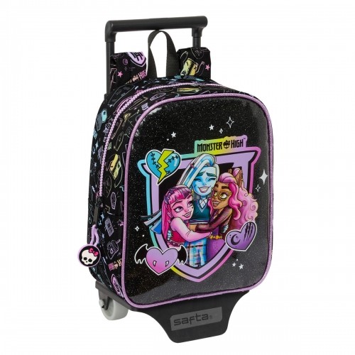 Школьный рюкзак с колесиками Monster High Чёрный 22 x 27 x 10 cm image 1