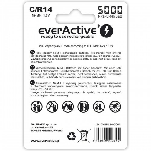 Аккумуляторные батарейки EverActive EVHRL14-5000 1,2 V image 1