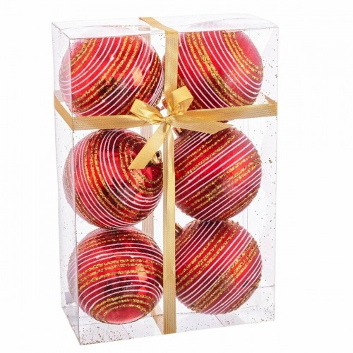 Christmas Baubles Red Plastic Spiral 8 x 8 x 8 cm (6 Units) image 1