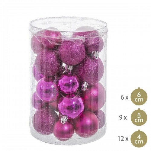 Christmas Baubles Fuchsia Plastic Glitter 12,5 x 12,5 x 27 cm (27 Units) image 1