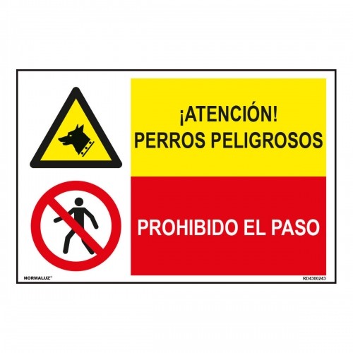 Знак Normaluz Perros Peligrosos / Prohibido El Paso 60 x 40 cm image 1