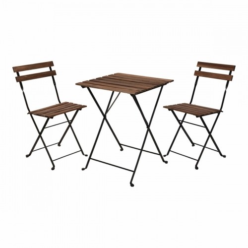 Table set with 2 chairs IPAE Progarden Foldable Acacia Black Natural (3 Pieces) image 1