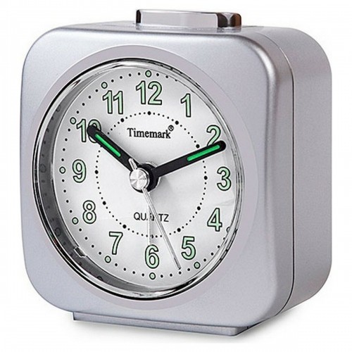 Analogue Alarm Clock Timemark Silver Silent with sound Night mode image 1