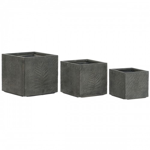 Set of Planters Home ESPRIT Dark grey Fibreglass Magnesium 44,5 x 44,5 x 43 cm (3 Units) image 1
