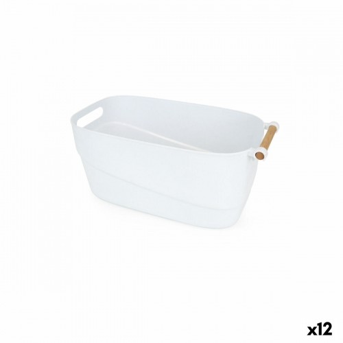 Multi-purpose basket Confortime Plastic With handles Wood 40 x 21,5 x 18 cm (12 Units) image 1