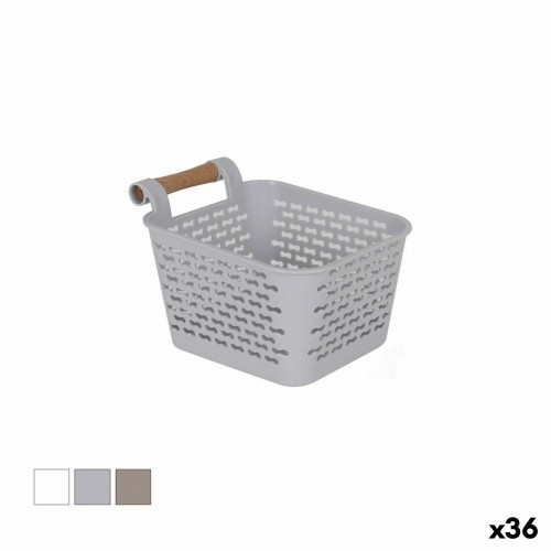 Multi-purpose basket Confortime Plastic With handles Wood 13 x 11 x 8 cm (36 Units) image 1