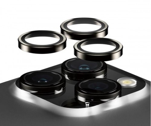 PanzerGlass™ Hoops Camera Lens Protector iPhone 15 Pro | 15 Pro Max | Black Metal image 1