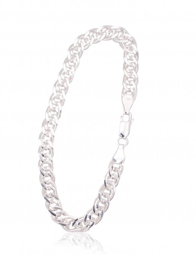 Серебряная цепочка Мона-лиза 6 мм, алмазная обработка граней #2400106-bracelet, Серебро 925°, длина: 20 см, 9.9 гр. image 1