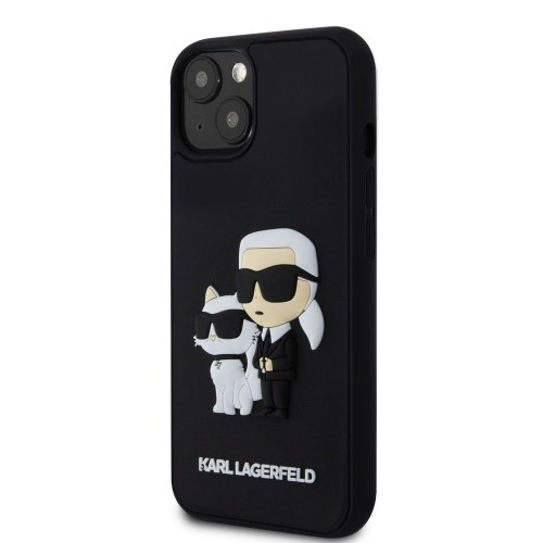 Karl Lagerfeld 3D Rubber Karl and Choupette Case for iPhone 15 Black image 1