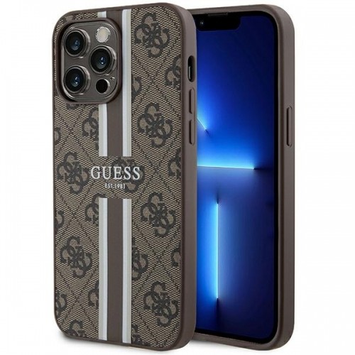 Guess GUHMP15XP4RPSW iPhone 15 Pro Max 6.7" brązowy|brown hardcase 4G Printed Stripes MagSafe image 1