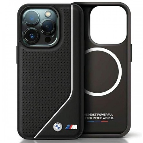 BMW BMHMP15X23PUCPK iPhone 15 Pro Max 6.7" czarny|black hardcase Perforated Twisted Line MagSafe image 1