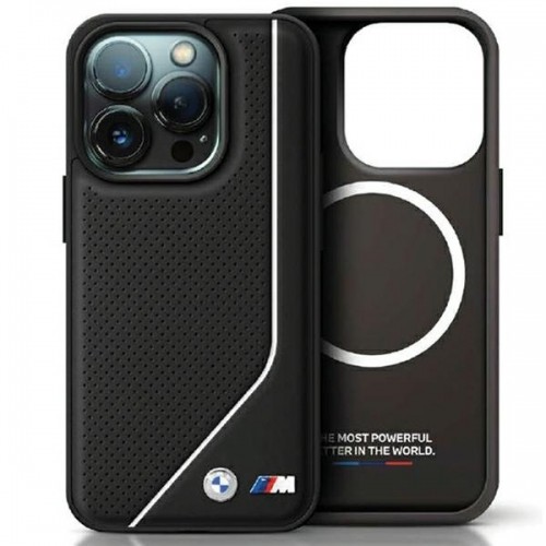 BMW BMHMP15L23PUCPK iPhone 15 Pro 6.1" czarny|black hardcase Perforated Twisted Line MagSafe image 1