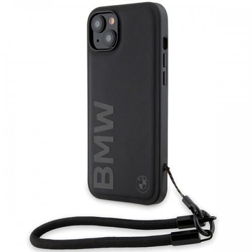 BMW BMHCP15S23RMRLK iPhone 15 | 14 | 13 6.1" czarny|black hardcase Signature Leather Wordmark Cord image 1