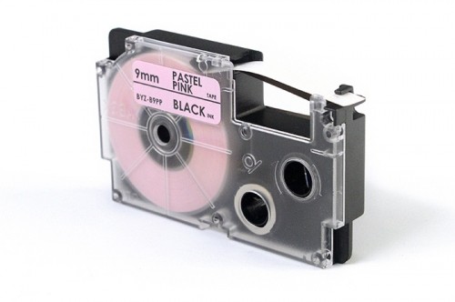 Label Tape JetWorld for use in Casio  Black to Pastelowo Różowym 9mm x 8m (XR-B9PP, XRB9PP) image 1
