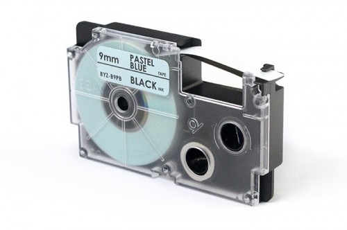 Label Tape JetWorld for use in Casio  Black to Pastelowo Niebieskim 9mm x 8m (XR-B9PB, XRB9PB) image 1