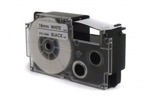 Label Tape JetWorld for use in Casio  Black on White 18mm x 8m (PT-18WE1, PT18WE1, XR-18WE1, XR18WE1) image 1