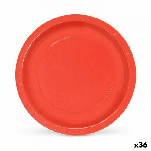 Plate set Algon Disposable Cardboard Red 10 Pieces 20 x 20 x 1,5 cm (36 Units) image 1