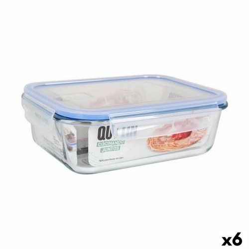 Герметичная коробочка для завтрака Quttin Прямоугольный 1,5 L 23 x 17,5 x 7,6 cm (6 штук) image 1