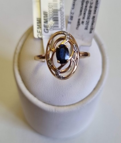 Gemmi Золотое кольцо с бриллиантом и сапфиром image 1