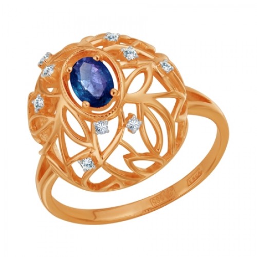 Gemmi Zelta gredzens ar briljantiem un safīriem image 1