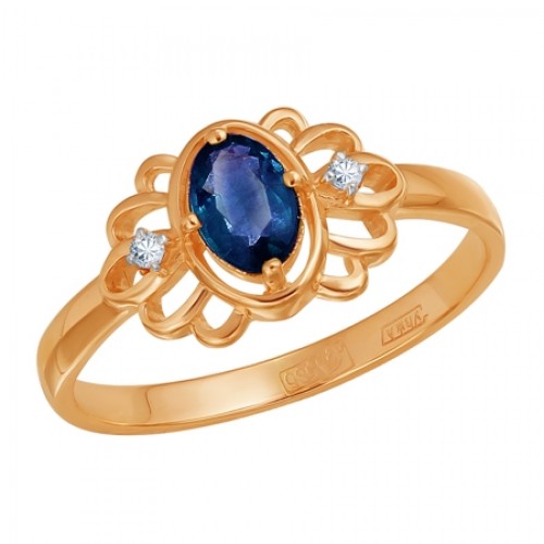 Gemmi Zelta gredzens ar briljantiem un safīriem image 1