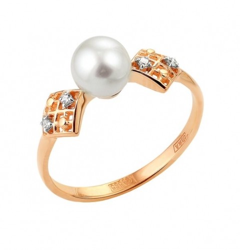 Gemmi Золотое кольцо с бриллиантами и жемчугом image 1