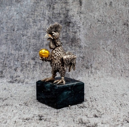 Gemmi Серебряная фигурка Петушок с золотым яичком image 1