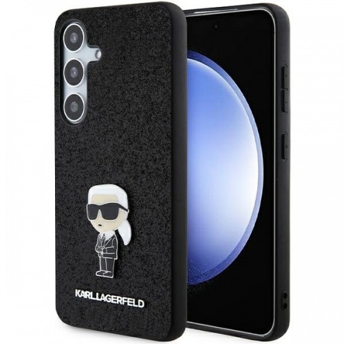 Karl Lagerfeld KLHCS24MGKNPSK S24+ S926 czarny|black hardcase Fixed Glitter Ikonik Logo Metal Pin image 1