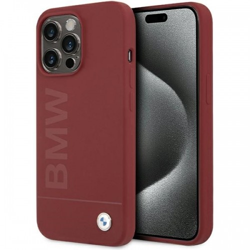 BMW BMHMP15XSLBLRE iPhone 15 Pro Max 6.7" czerwony|red hardcase Silicone Big Logo MagSafe image 1