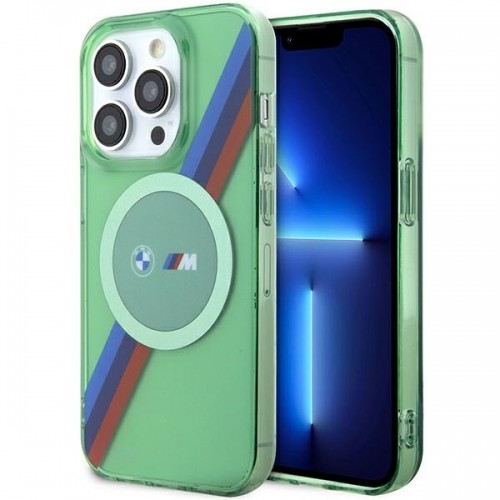BMW BMHMP15LHDTN iPhone 15 Pro 6.1" zielony|green hardcase M Tricolor Stripes MagSafe image 1